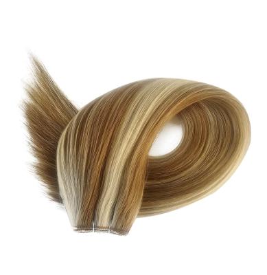 China Straight Machine Hair Extensions D8/60 Brown Blonde 100% Human Virgin Hair Weft Cuticle Aligned Remy Bundles Double Drawn Weft Weave 12A for sale