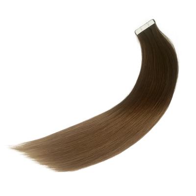 China Straight Tape In Human Hair Extension OM3/8 Brown Double Virgin Hair Cuticle Aligned Remy Hair Wefts Wholesaler 12A 14-24 inch for sale