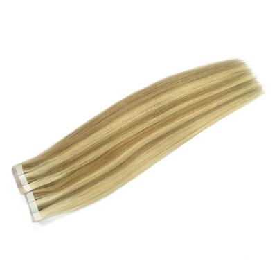 China Straight Tape In Cuticle Aligned Blonde Human Remy Hair Weaving Wefts Double Drawn Hair Extensions D16/22 Brown Virgin Hair 10A 12A for sale