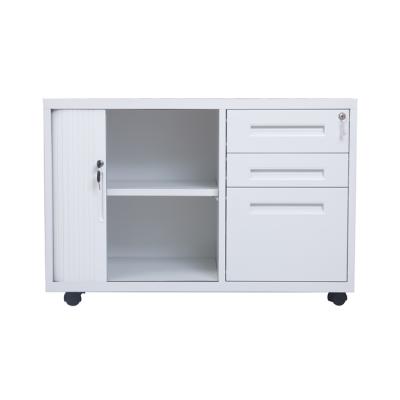 China China Modern White Mobile Trolley Office Storage Filing Cabinet With Tambour Door Cabinet for sale