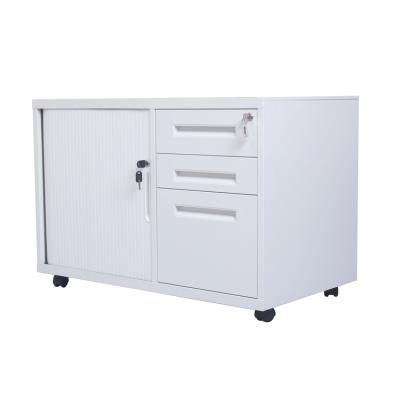 China White KD Flat Packed China Mobile Trolley Office Storage Filing Cabinet With Tambour Door Cabinet for sale