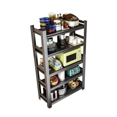 China Foldable Microwave Oven Shelf Utility Storage Shelf, Adjustable Storage Shelf, Metal Kitchen Shelving with 5 Hooks (5-Tier) for sale