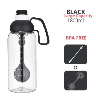 China Tritan BPA Free 64oz Water Jug Gallon Viable Motivational Plastic Water Bottle With Time Marker Straw For Fitness Gym Sports Black for sale