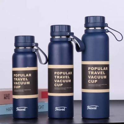 China Stock 850ml PORTABLE Blue Water Bottle Stainless Steel Vacuum Flask Sports Double Wall Insulated Water Filter Bottles for sale