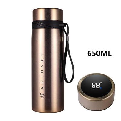 China Gold PORTABLE Kettle with Rope Stainless Steel Double Wall Water Bottle Outdoor Vehicle Mounted Travel Cups Temperature Display for sale