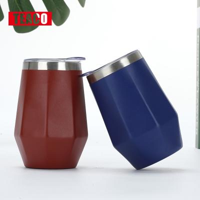 China PORTABLE 12oz Special Shaped Wine Tumbler With Lid, Stainless Steel Vacuum Double Wall Egg Shape Thermal Tumbler Mug With Lids for sale