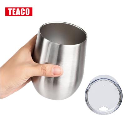 China 12oz PORTABLE Wine Tumbler With Lid Wall Stainless Steel Vacuum Flask Double Egg Shape Tumbler Mug With Lids for sale