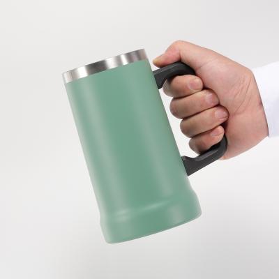 China 2021 Latest PORTABLE Customized Original Big Handle Beer Sterin Caneca Stanley 24OZ Stainless Steel Vacuum Beer Stoneware Mug Shaker With Handle for sale