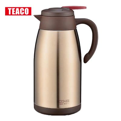 China PORTABLE Stock 2000ml Insulated Thermo Coffee Pot Teapot Stainless Steel Double Wall One Touch Lid With Handle Coffee Pot for sale