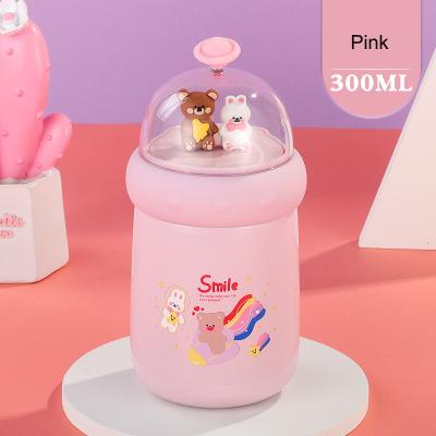 China Animals 2021 PORTABLE TOP Kids Cute Cartoon Sets Stainless Steel Vacuum Flask With Lift Rope Water Bottle for sale