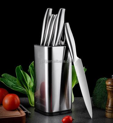 China Sustainable Non-slip Design High Quality Stainless Steel Cutlery Kitchen Knives Set With Hollow Handle for sale