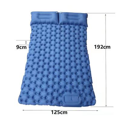 China Portable Dual Pad Sleep Pad Inflatable Mat With Built-in Foot Press Pump Mattress Ultralight Extra Thick Camping Mat With Pillow for sale