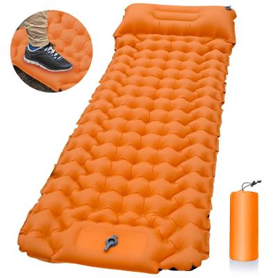 China Protective Portable Outdoor Camping Inflatable Sleeping Mattress With Pillows Travel Mat Folding Bed Ultralight Air Cushion Increase Trekking for sale