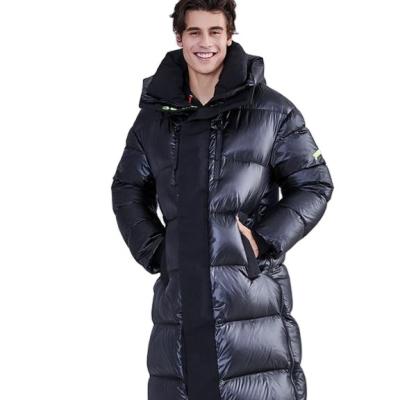 China Long Down Jackets High Quality Men's OEM Polyester Cotton Popular Waterproof Breathable Windproof Handsome Durable Custom Black Down Coat for sale