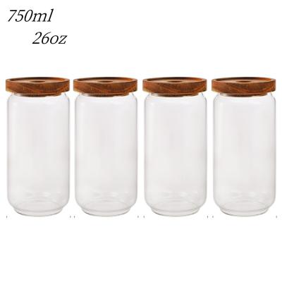 China Freshness Preservation YOLOWE HOME 4-pack 750ml Clear Borosilicate Glass Spice Jars Sealed Candy Jar Stackable Kitchen Storage for Food & Party Use for sale