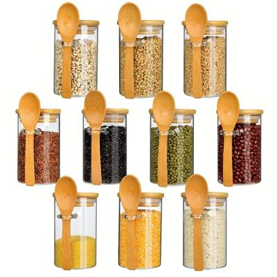 China Sustainable YOLOME HOME Modern 10pcs 280ml Glass Container with Bamboo Lid Sealed Kitchen Organizer Storage Box for Spice for sale