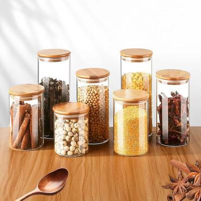 China Freshness Preservation YOLOWE HOME 8pack -540ml /18ozglass sealed jar Spice Jar Glass jar with bamboo lid Kitchen Organizer Food storage container for sale