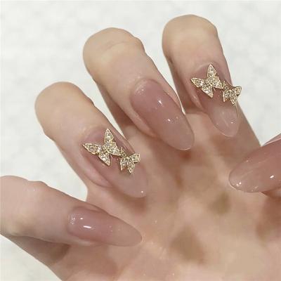 China Design 24 Pcs Set Hot Sale Full Cover Gel Butterfly Long Almond Fake Nails Nail Tips Artificial Nails For Nails Decoration for sale