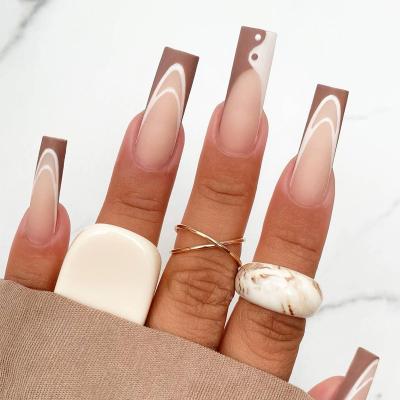 China Decorate Nail Customized Long Ballerina Nails Chat Matte Design French Press On Nails Fake Nails Wholesale Price for sale