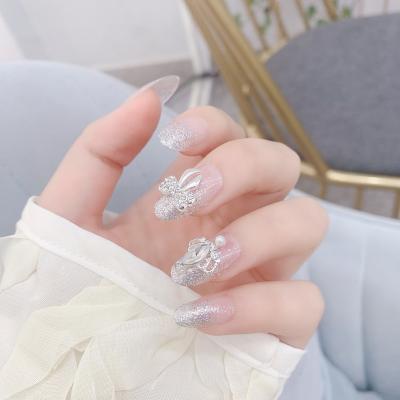 China 2022 Design Fashion Artificial Nails Supplies Diy 24pcs/set Decorated Diamond False Press On Nails Glue On for sale