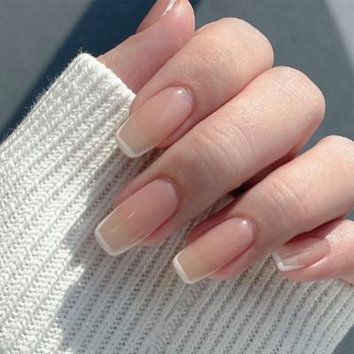 China Eco-Friendly Design High Quality French Square Nail Long Tips Full Coverage Press On False Nail Tips Artificial Nail for sale