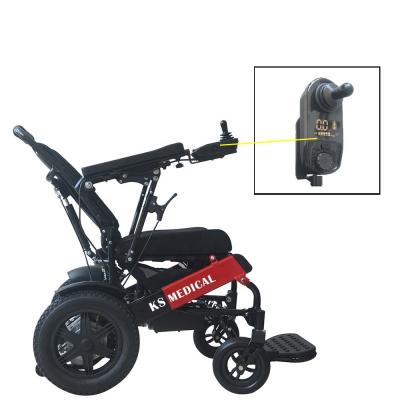 China KSM-601S Brushless 500W 2011 foldable wheelchair travel remote control electric wheelchair with 6AH battery reclining wheelchair for sale