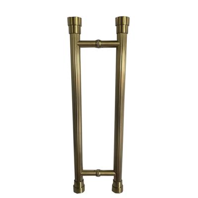 China High End Atmosphere Shower Door Gold Satin Chrom Stainless Steel Ladder Style H Shape Back To Back Pull Handle for sale