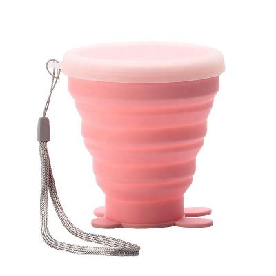 China Outdoor Universal Silicone Cartoon Travel Mug Sustainable Folding Cup Folding Telescopic Coffee Mug With Lid for sale