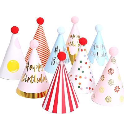 China INS style plush ball party birthday hat baby paper kid in party hat for sale