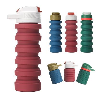 China Collapsible Silicone Water Bottle Eco - Friendly Sustainable With Leakproof Straw Sports Water Bottle for sale