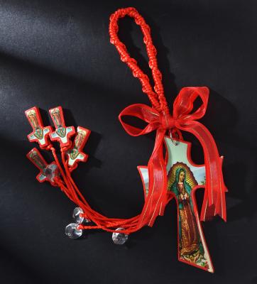 China Guadalupe Religious St. Virgin of Judas Maria Rosary Hanging Wooden Cross Pending Gift for Women Virgin Mary San JudasTadeo Blessing Charm for sale