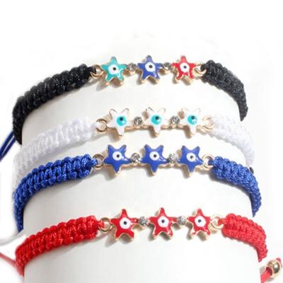 China Gold Evil Eye Beads Colorful Jewelry Turkish Eyes For Women Girls Boys And Men Handmade String Three Pieces Five-Pointed Star Evil Eye Bracelets for sale