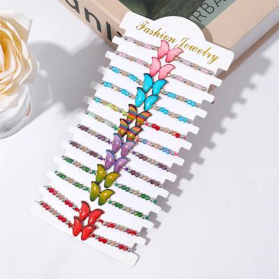 China Cute BFF Friend Bracelets Birthday Party Jewelry Gift for Women Girls Handmade String Butterfly Bracelet for Teen Girls for sale