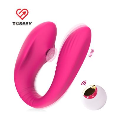 China Remote Control Handheld Radio U Shape Wearable Vibration and Women Clit Sucking Vibrator Sex Toys for sale