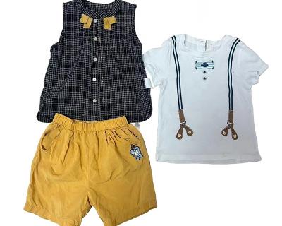 China Polyester / Cotton Bulk Wholesale Used Children Clothes Sale Baby Summer Shirts Cotton Mixed Color Worn Clothes in Stock for sale