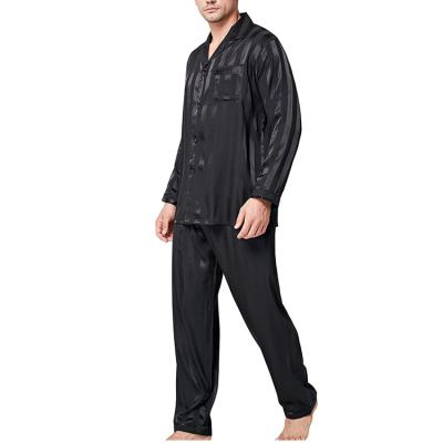 China New Sale QUICK DRY satin pajamas for men long button down pajamas set stripped P J S~4 XL for sale