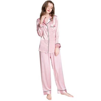 China Excellent Quality QUICK DRY Women's Satin Silk Pajamas Set Button Down Soft Loungewear Sleepwear for sale