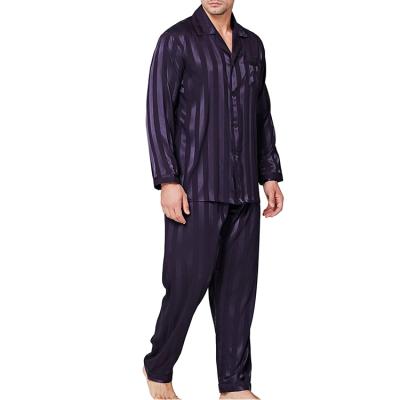 China QUICK DRY Mens Pajama Set With Stripe Top And Panty Plain Color Spa Part Customized Striped Sleepwear for sale