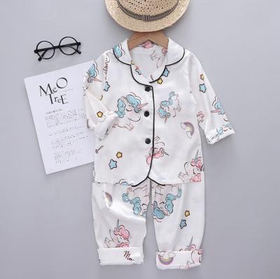 China New Boutique Leopard Breathable Spring Baby Pants Silk Soft Unicorn Little Girls Summer Kids Pajamas Modele De Robe Pour petit Fille for sale