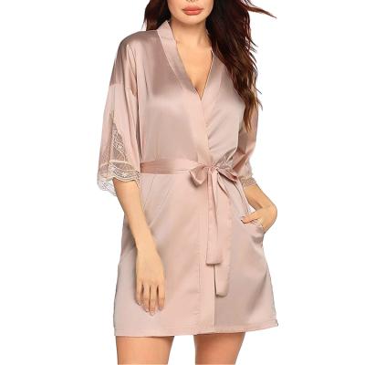 China China best price low price kimono pure color QUICK DRY silk satin robe shortie robe for sale