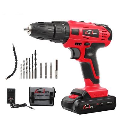 China Autojare 1.5A Lithium Battery Cordless Drill 18v Screwdriver 3/8