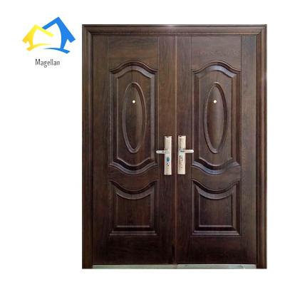 China Anti-theft Door Price Bangladesh Base Track Design Main Gate Designs Steel Double Door for sale