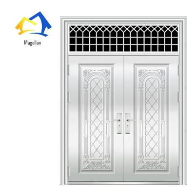 China Waterproof Modern Exterior Main Front Entry Door Designs Exterior Double Stainless Steel Storm Security Doors For Sale for sale