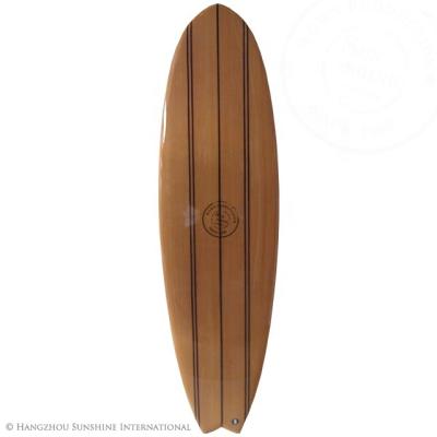 China Unisex Epoxy Wooden Funboard Woody Fish Tail Epoxy Surfboards for sale