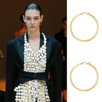 China TRENDY Classic Shiny Polished Hoop Earrings in 14k Yellow Gold Hoop Earrings Women Fashion Retro Style for sale