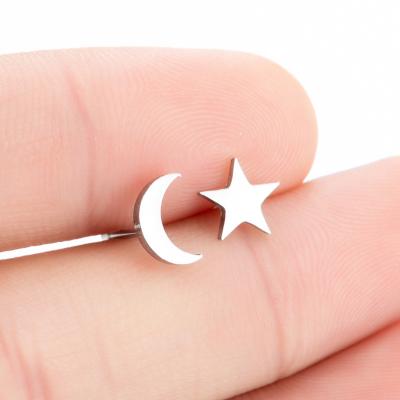 China Trendy New Women's Star and Moon Stud Earrings Central Institute of Statistics Fashion Personality Asymmetrical Stud Earrings for sale