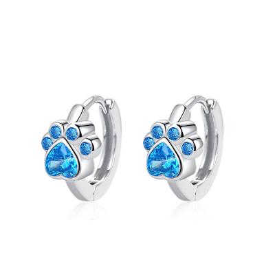 China TRENDY Stud Earrings 925 Sterling Silver Pet Paw Animal Stud Earrings for sale