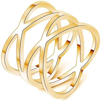 China Romantic Braided Stainless Steel Knot Wave Statement Anniversary Cocktail Ring for sale