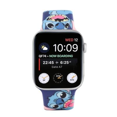 China Fashion Cartoon Strap Printed Watch Band For Apple Watch 44mm 45mm Lilo Dot Print Watch Band For iwatch 5/6/7 Series for sale