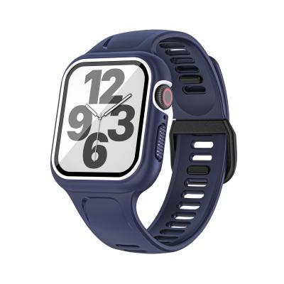 China TPU Watch Rubber Band Protector Glass Case For Apple Watch 40mm 44mm Sport Strap For iwatch Series 4/5/6 for sale